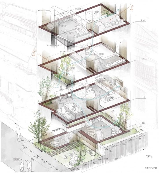 神乐坂的垂直町屋，日本 / Takumi Wakui + Riho Wakui Architects