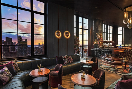 Moxy Chelsea酒店公共休闲区域，纽约 / 室内