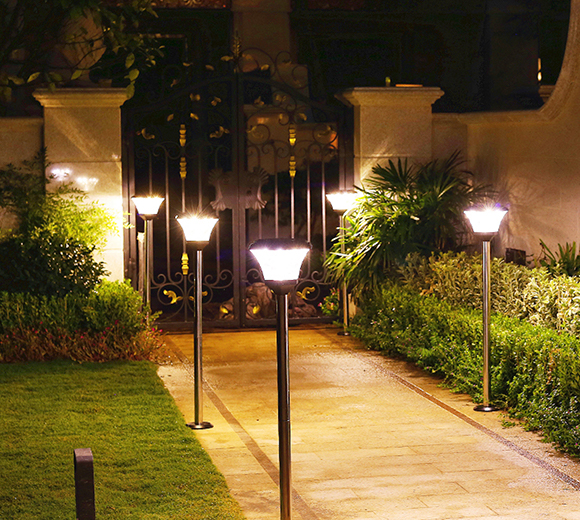 京溪 太阳能灯草坪灯户外led庭院灯家用新农村室外防水路灯围墙小区景观灯光控感应 六角1米落地灯+插地