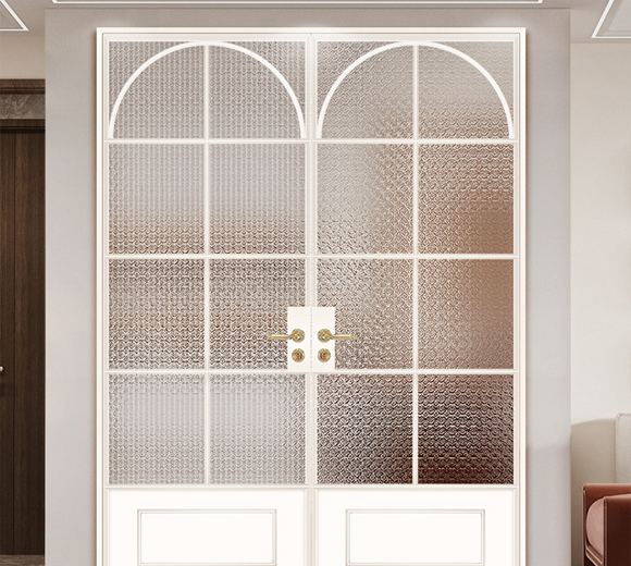 法式海棠花玻璃门极窄联动推拉门客厅阳台卫生间隔断复古老钢窗门