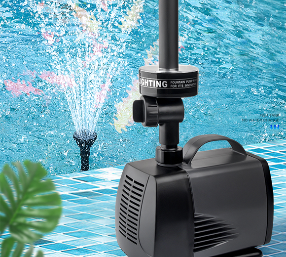 SOBO/鱼池喷泉泵鱼缸循环泵带彩灯水池喷泉假山潜水泵景观喷泉头高扬程大流量带LED彩灯个性喷头耐用 LED-7800FP【75瓦】