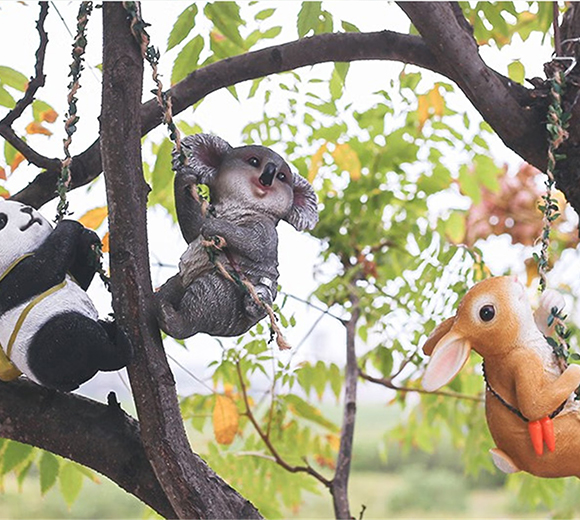 鸿日光辉 户外攀登爬树小动物 露台花园阳台造景庭院摆件幼儿园装饰壁挂件 攀登兔子