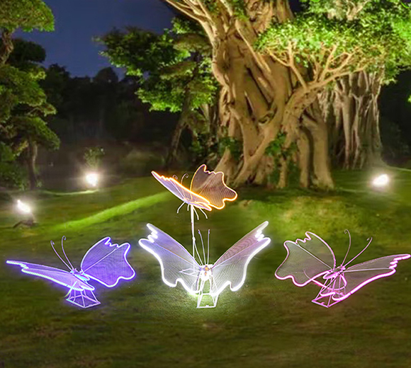 金福喜 彩色铁艺发光蝴蝶雕塑户外园林景观小品售楼部小区草坪装饰摆件
