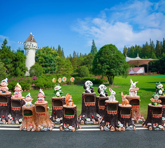 金福喜 户外卡通动物玻璃钢创意垃圾桶摆件园林雕塑公园果皮箱幼儿园景区装饰品