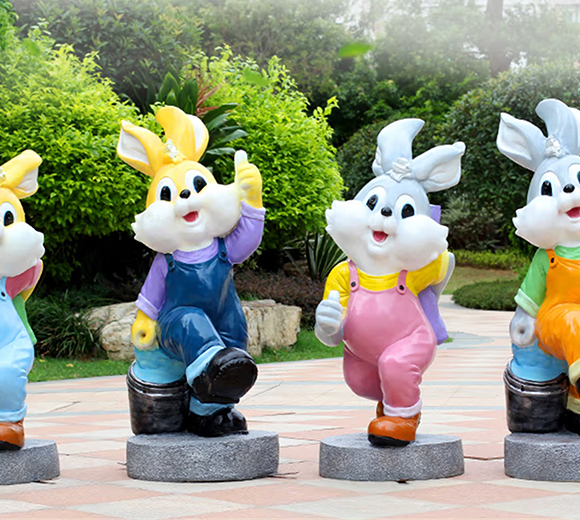 金福喜 玻璃钢大型卡通动物兔子摆件户外园林装饰品庭院房地产广场雕塑工艺品 黄色提壶兔子
