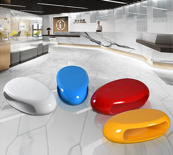 金福喜 户外玻璃钢休闲座椅创意坐凳景观公园椭圆镂空休息椅商场美陈装饰