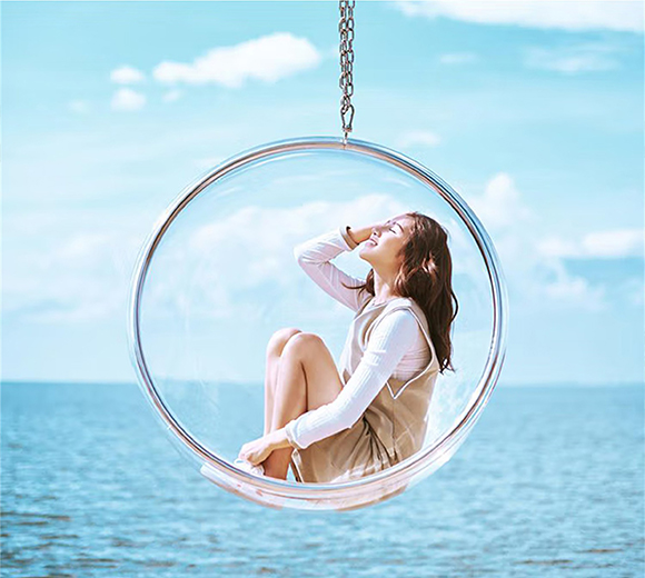 玻璃太空椅室内北欧半球透明玻璃吊篮吊椅秋千摇椅网红泡泡椅 吊链透明款