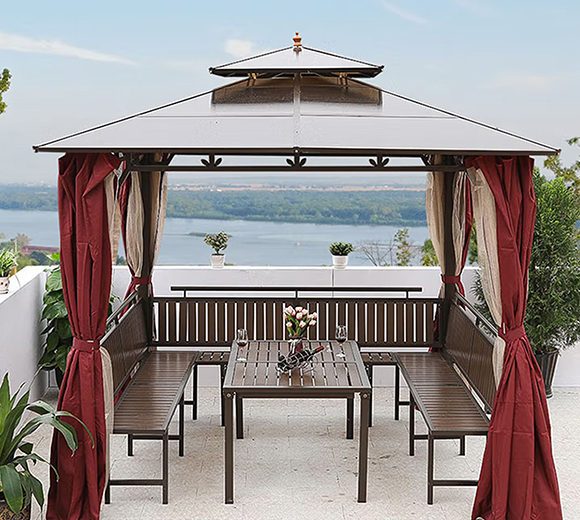 御藤美家 户外露天庭院凉亭防腐木四柱亭帐篷雨棚农家乐展销活动遮阳棚 2.5X2.5M（升级10cm）【亭+3座板】