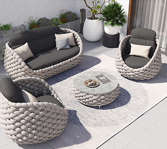 户外沙发别墅花园露台休闲沙发椅室外家具组合北欧编藤滕艺沙发 单人沙发 组合