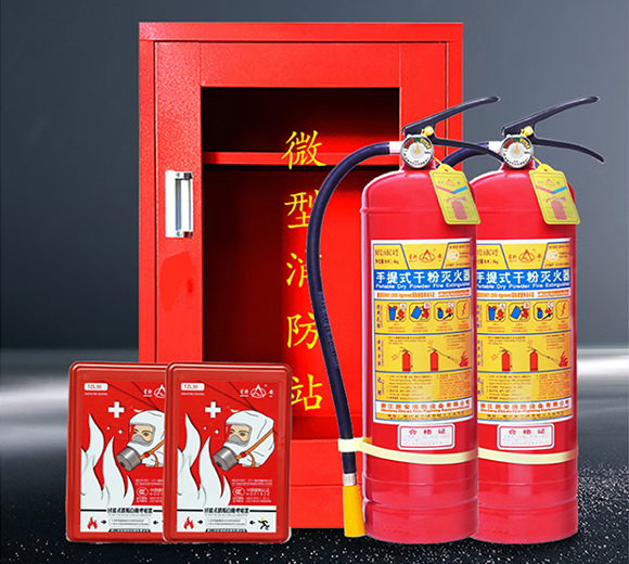 星浙安 消防柜灭火器箱+手提干粉4KG灭火器*2+防毒面具*2 微型消防站
