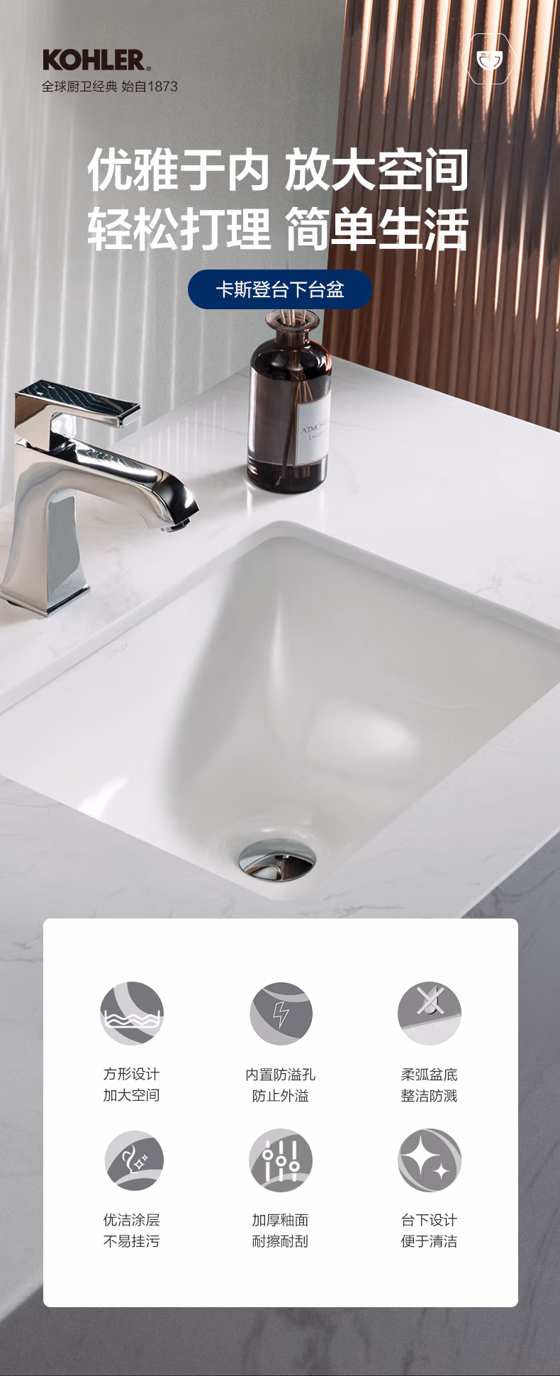 卡斯登方形19”台下台盆