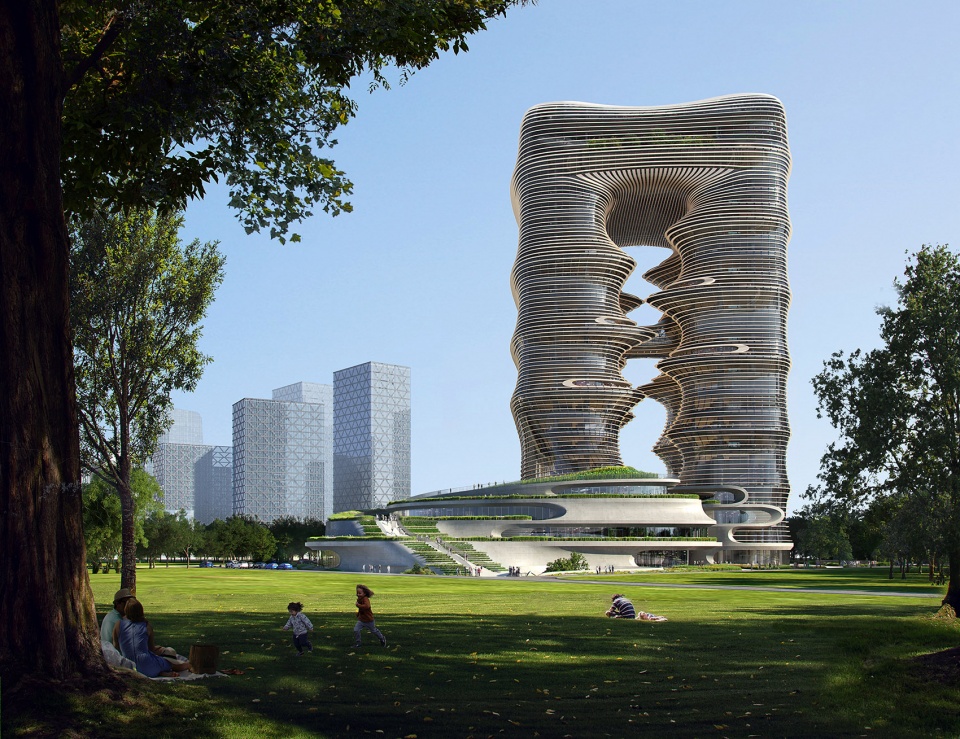 扎哈·哈迪德建筑事务所设计的深圳一丹中心项目完成结构封顶